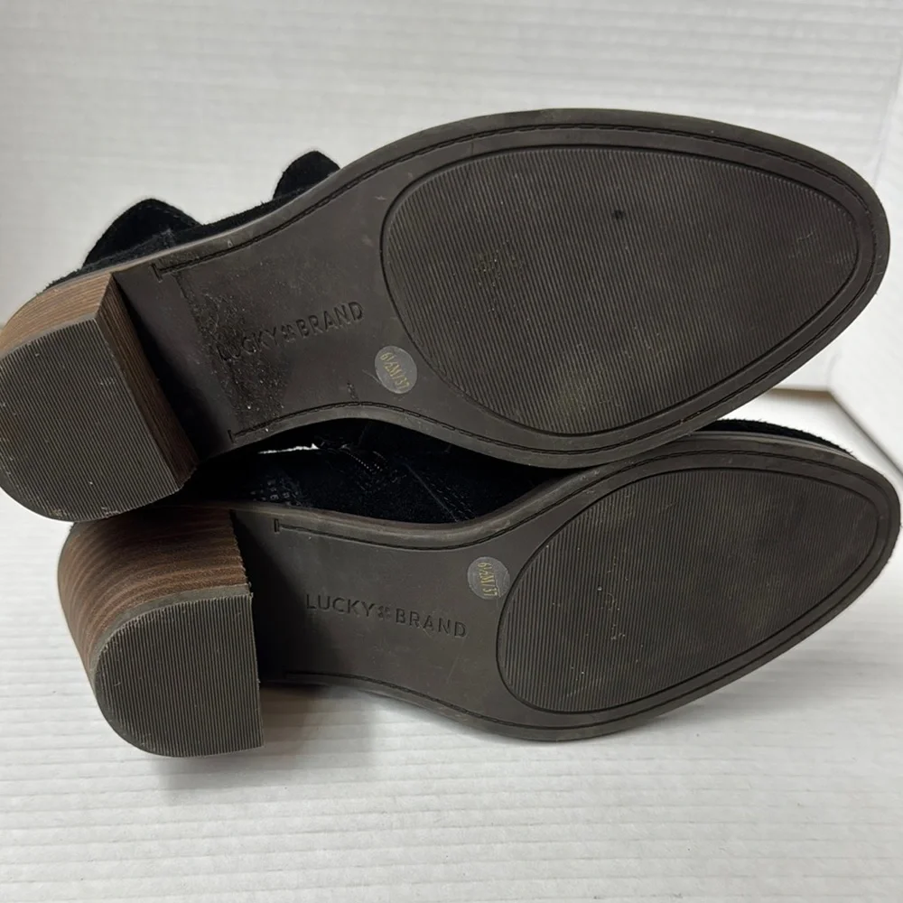 Black Suede Lucky Brand Ankle Boots 6.5